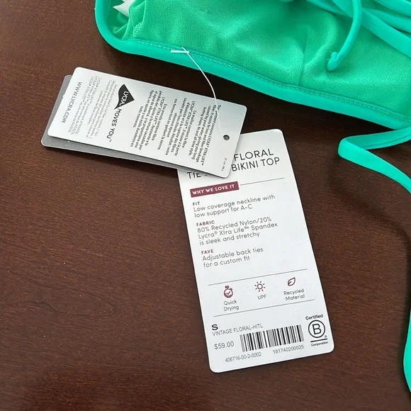 Athleta Vintage Floral Tie Back Bikini Top - Picture 8 of 9